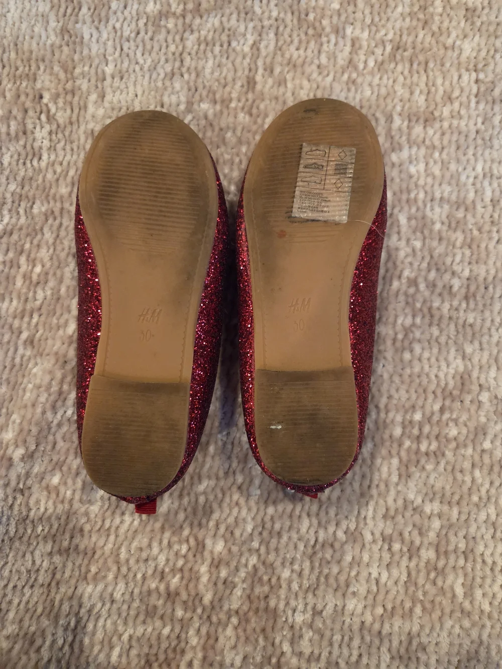 H&M Girls' Sparkle Red Bow Ballet Flats